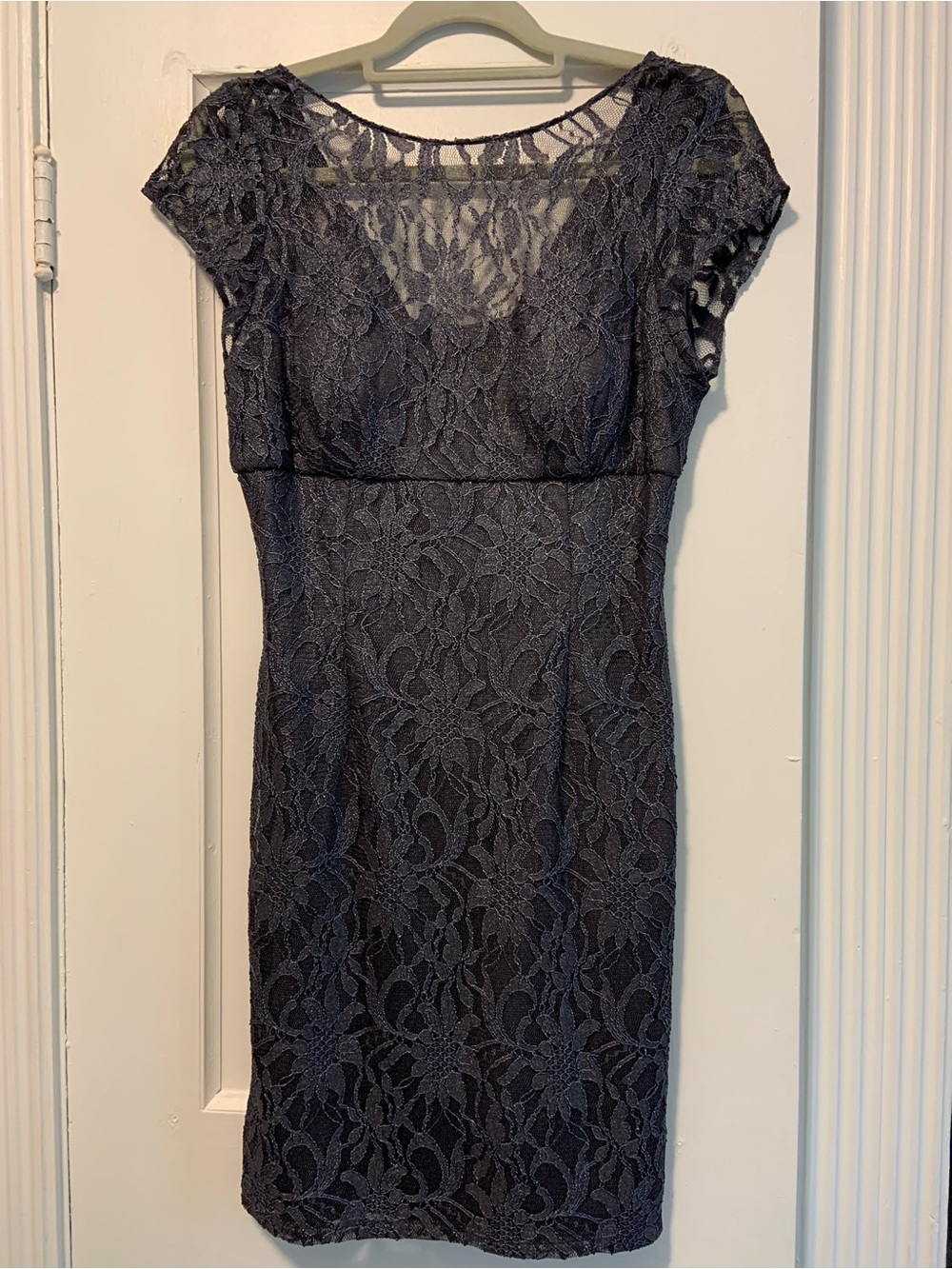 Adrianna Papell Dust Blue Lace Sheath Dress
